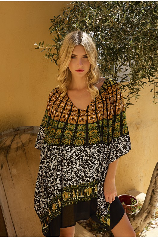 PONCHO SHORT MANDALA PRIMITIF IND/SIA